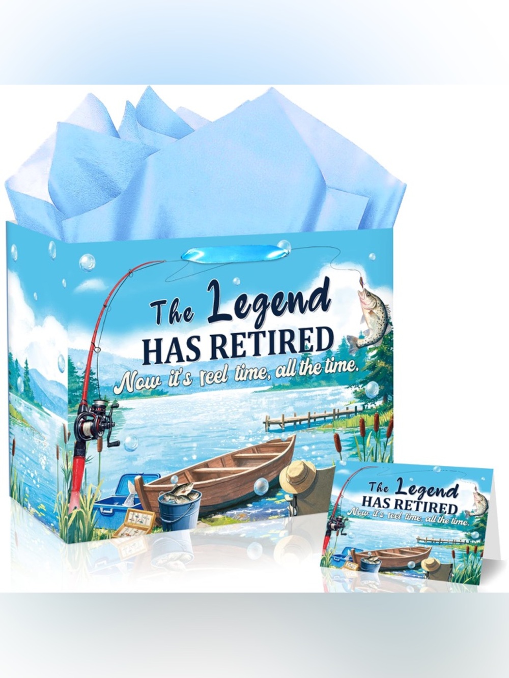 The Legend Has Retired Fishing Gift Bag - Blue